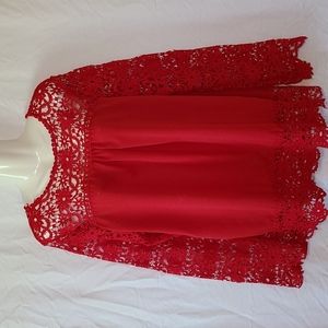 Red Lace Blouse, XL